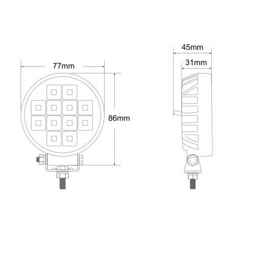 Lampa Robocza 12LED FLOOD Włącznik 12-24V 1800lm