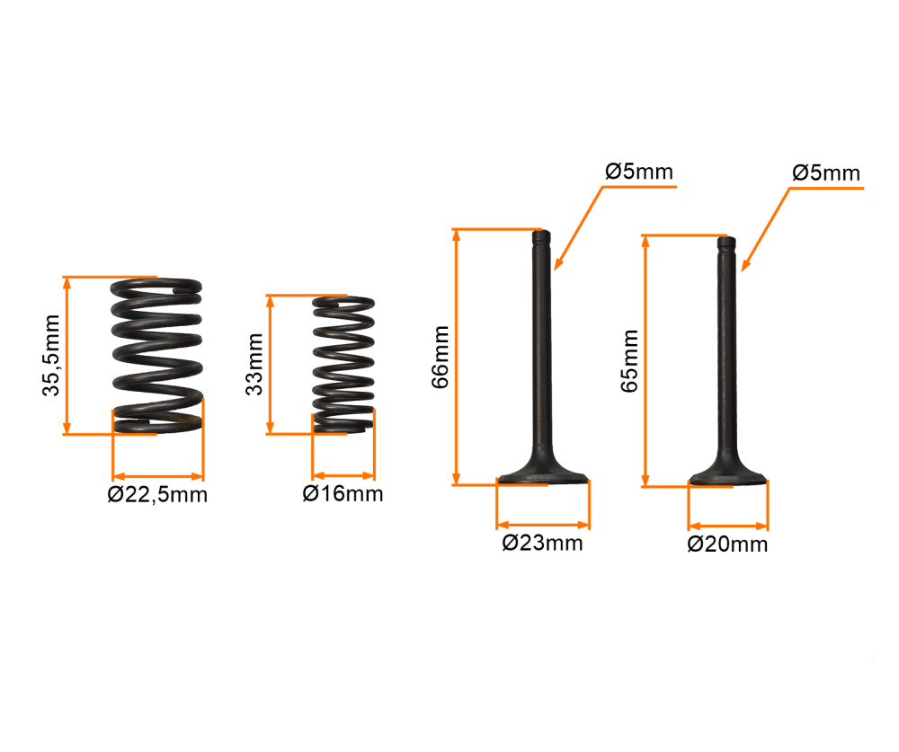 Zawory silnika uzbrojone 70cc Łoś King minichopper