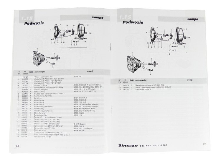 Katalog części z motorem na schemat simson s51 s53