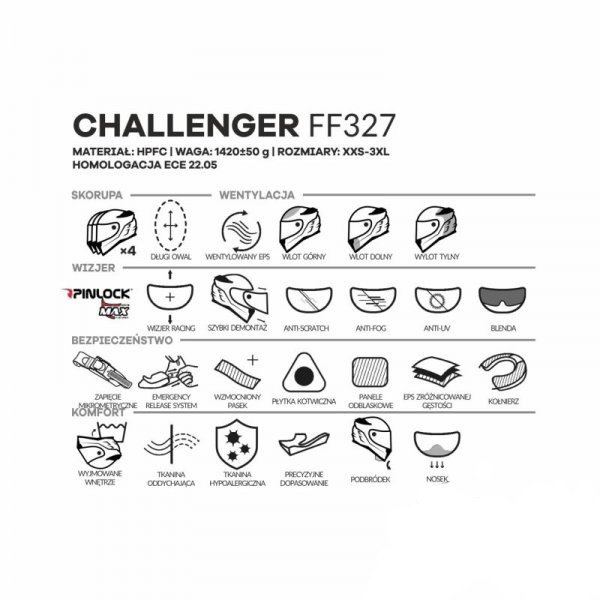 Kask ls2 ff327 challenger squadron matt orange