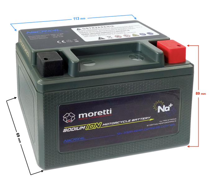 Akumulator Moretti NaCRX4L 12V 3.5 Ah sodowo - jonowy