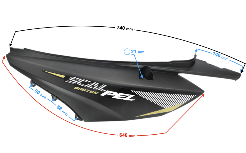 Obudowa tylna lewa grafitowa Barton Scalpel