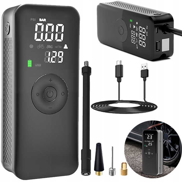 Kompresor akumulatorowy samochodowy rowerowy pompka