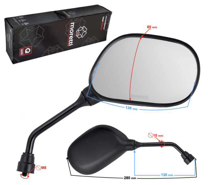 Lusterka M8 do skutera Barton GTR z homologacją