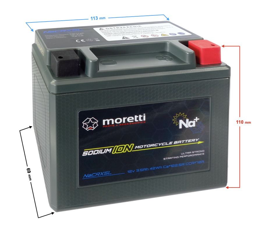 Akumulator Moretti NaCRX5L 12V 3.5 Ah sodowo - jonowy