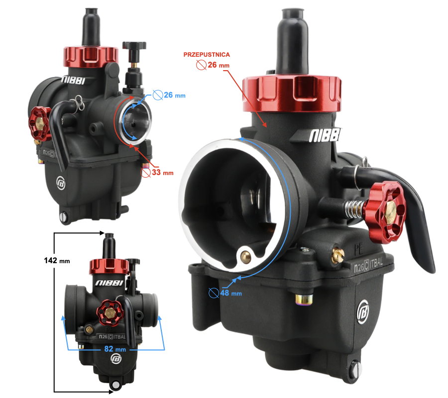Gaźnik NIBBI PE26 26mm Black Racing tuning motocykl motorower 150cc - 200cc