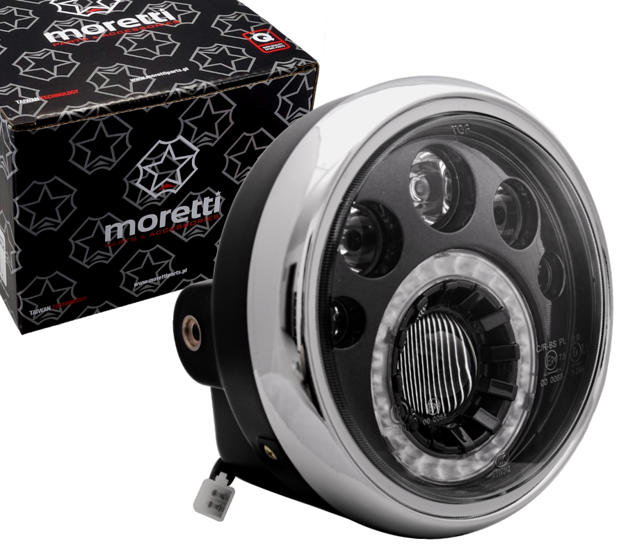 Reflektor LED Barton Fighter motorowery motocykle Chopper Cafe Racer