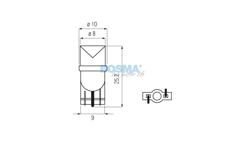 Żarówka Bosma 12v 1*led standard T10 zielone 2 sztuki