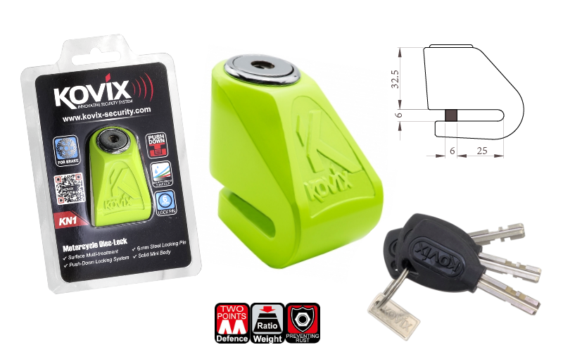 Kovix kn1 blokada tarczy zabezpieczenie fluo żółta