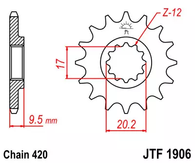 JT zębatka przód 14z 420 KTM SX 65 98-11r. Husqvarna CR TC 65 Gas Gas MC 65