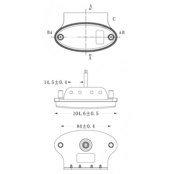 Lampa Obrysowa LED KMR2 Żółta z Wieszakiem 3 LED