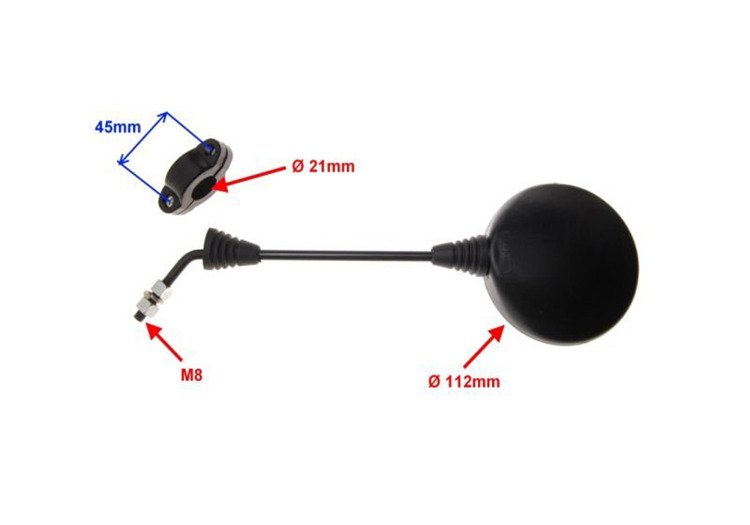 Lusterka lusterko czarne m8 prawy gwint + obejma