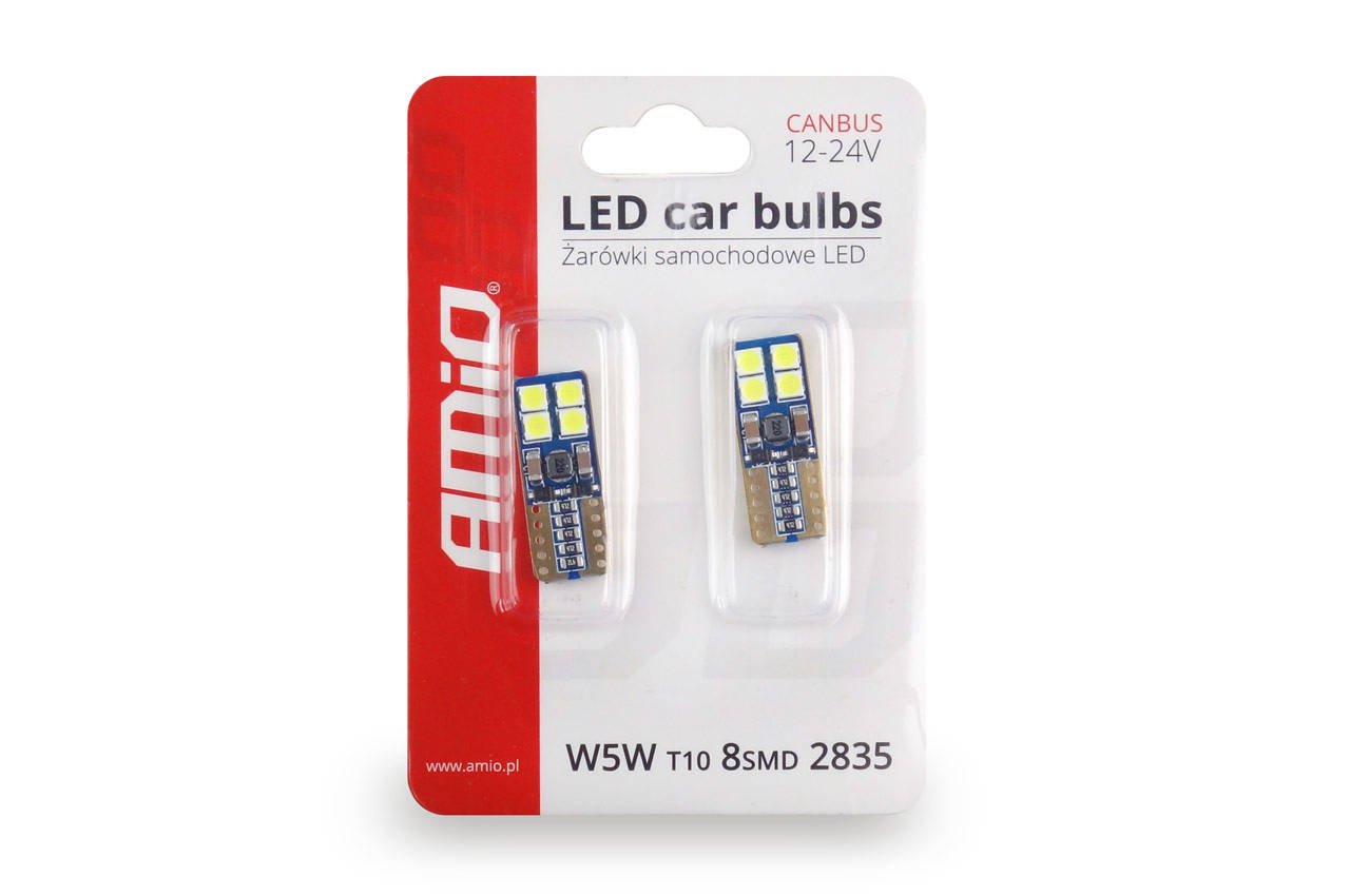 Żarówki T10 W5W 8Led SMD 2835 12/24V Białe CANBUS