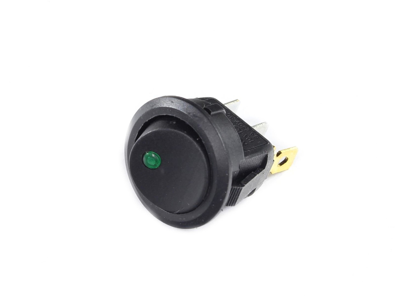 Przełącznik 6a 250v okrągły on off zielona dioda