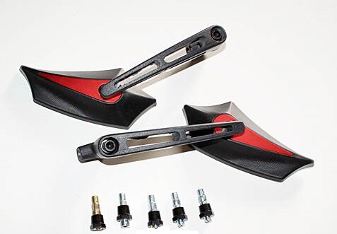 Lusterka czerwono czarne ostre gwint M8 M10 kpl