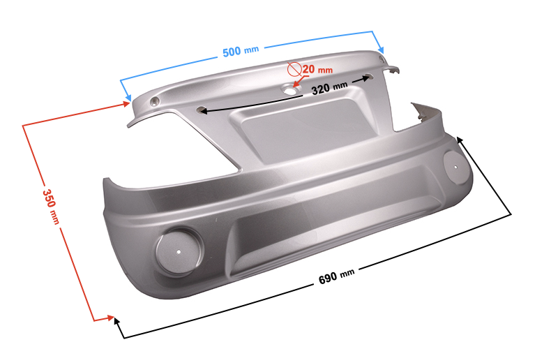 Obudowa tylna do skutera Barton Tres Srebrna
