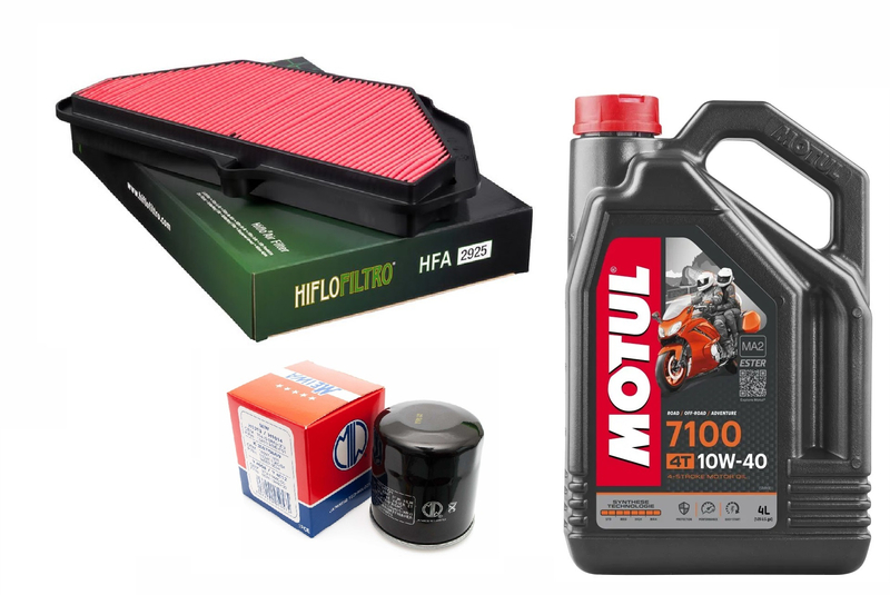 Zestaw filtr powietrza oleju HF303 Motul 7100 10w40 Kawasaki ZX6R 09-24r