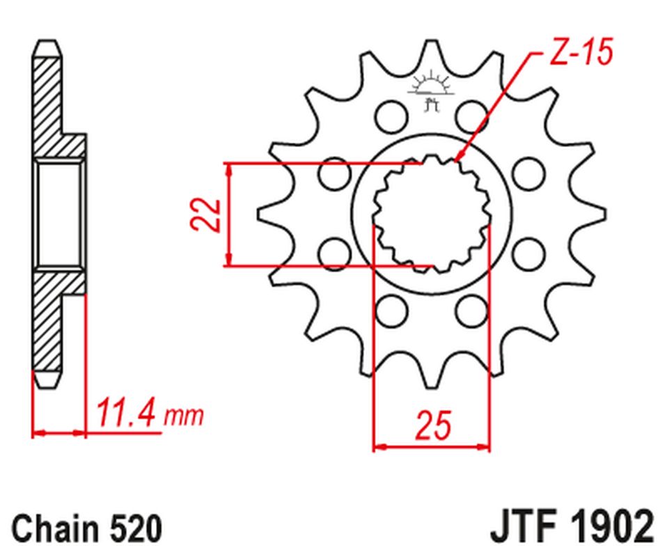 JT Zębatka przód z gumą 15z KTM LC4 400/600/640/690
