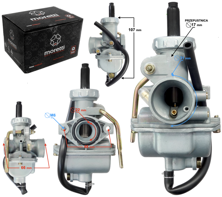 Silnik poziomy 110cc manual + gaźnik PZ22 motocykl motorower quad 4T