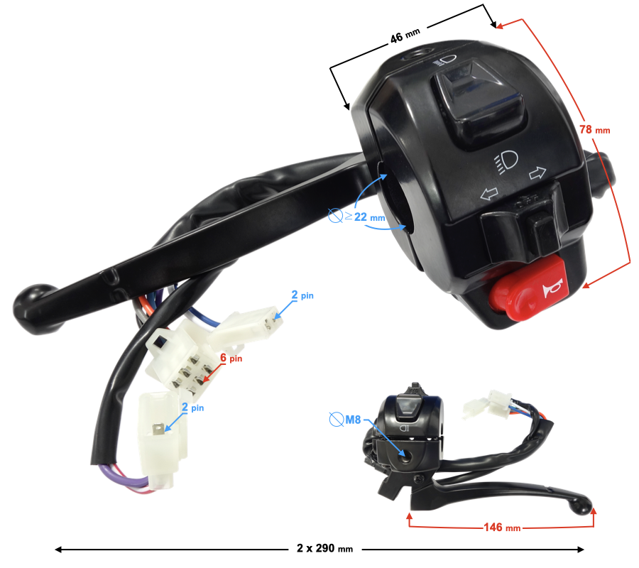 Przełączniki zespolony lewe do skutera Barton 21 2