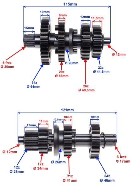 Skrzynia biegów 154FMI 110/125 Junak Barton Ogar