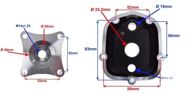 Głowica cylindra do derbi aprilia 2006 50ccm woda