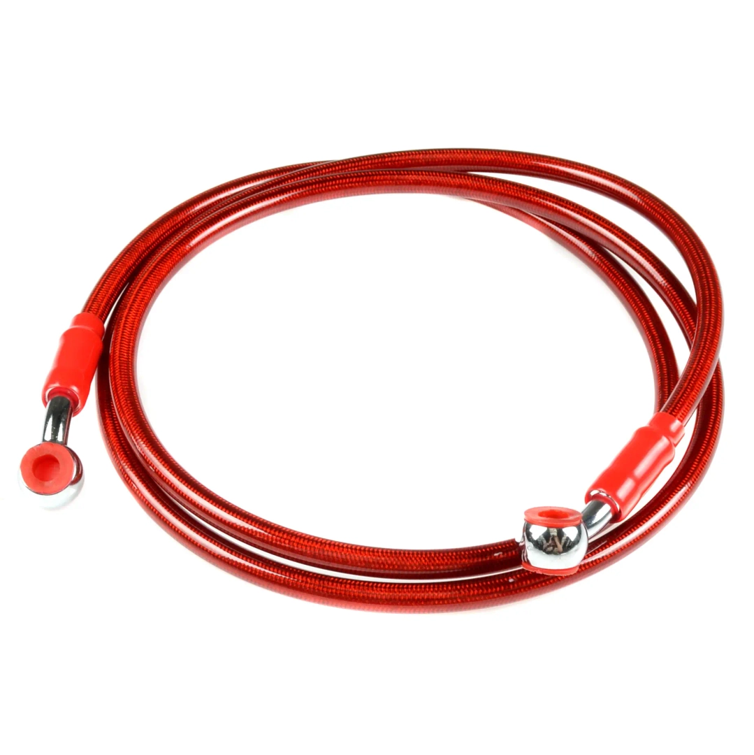 Przewód hamulcowy w stalowym oplocie czerwony 140cm Racing Force