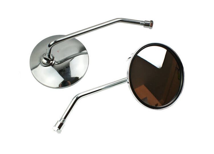 Lusterka motocyklowe okrągłe chromowane gwint M8 prawy ramię 24cm