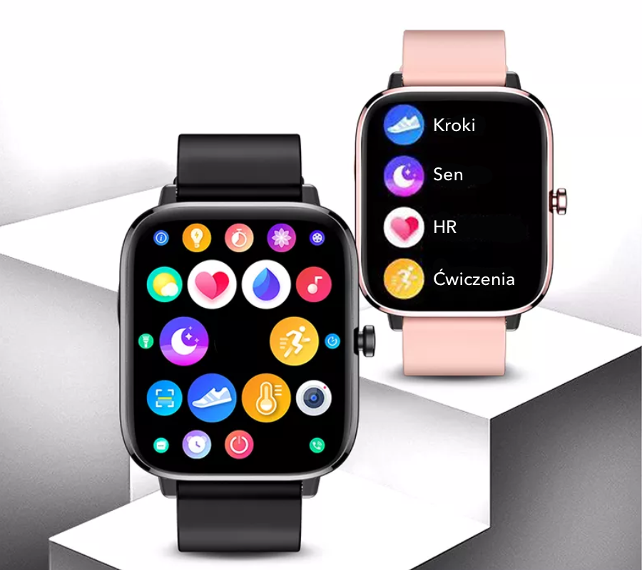 Smartwatch Rubicon RNCE79 grafitowy i czarny pasek