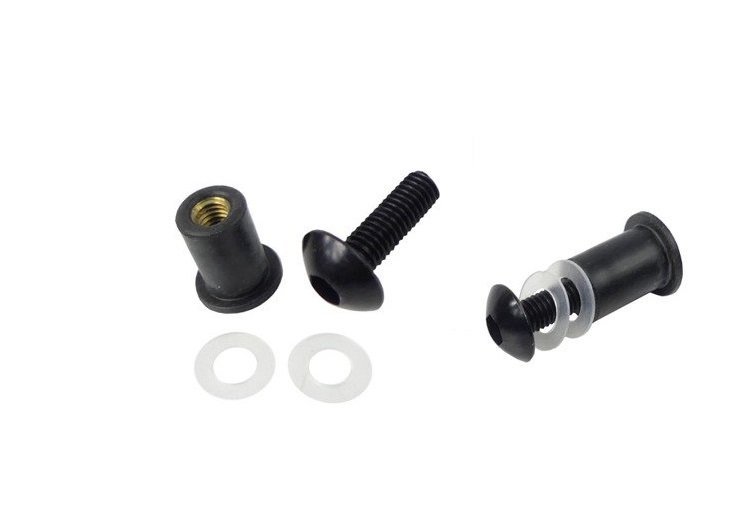 Śruba Nakrętka Do Owiewek Motocyklowych Czarna 5mm