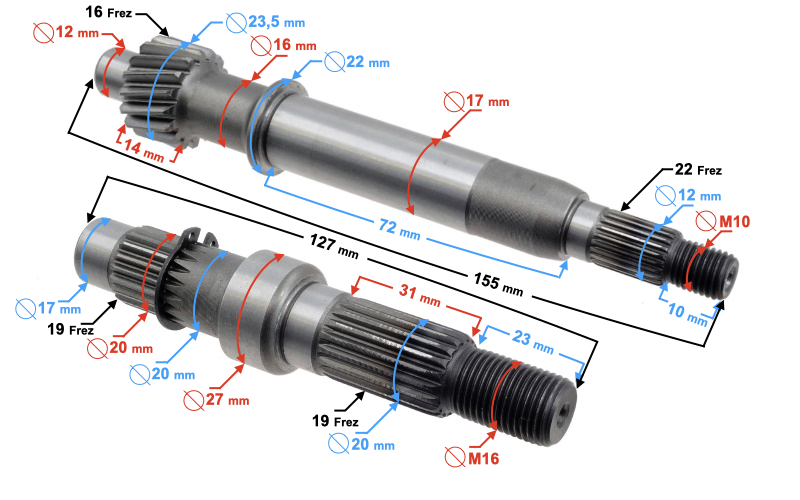 Wałek przekładni oś koła tylnego Barton Galactic