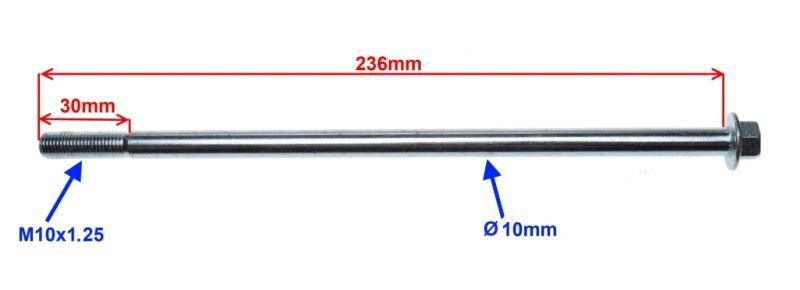 Oś Silnika Dł.236 Gwint M10 x 1.25 139QMB GY6