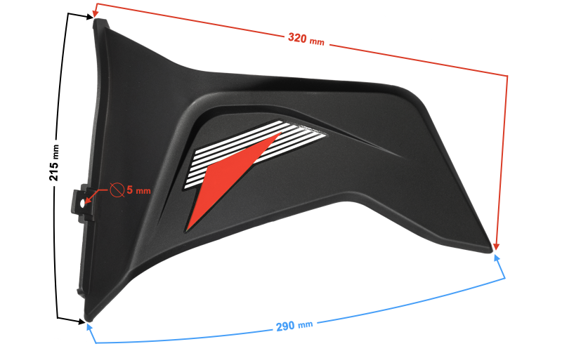 Obudowa przednia dolna lewa czerwona do motoroweru FR 2