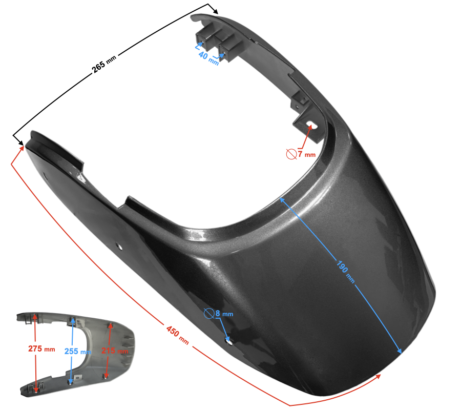 Obudowa tylna czarna do motocykla Barton Classic 125