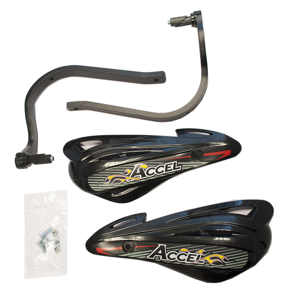 Accel osłony dłoni handbary z mocowaniem aluminiowym atv 22+28mm czarne