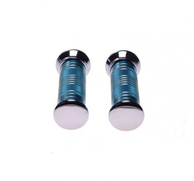 Manetki metal tworzywo ryflowane niebieskie para