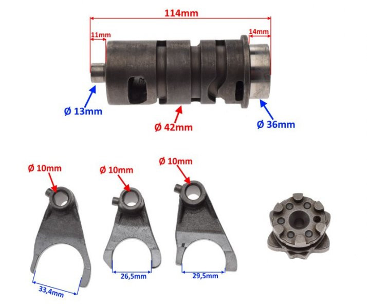 Wałek krzywkowy zmiany biegów atv bashan bs250s-5