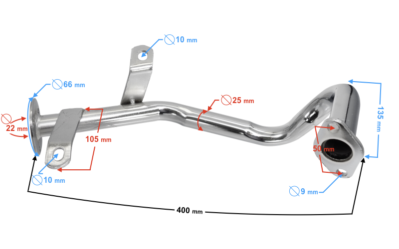 Kolektor kolanko tłumika skuter 4T GY6 50 70 80