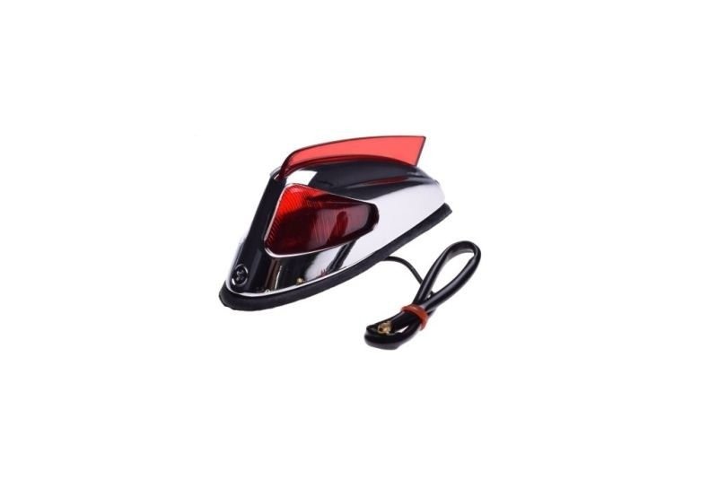 Lampa na błotnik czerwona metal chrom uniwersalna