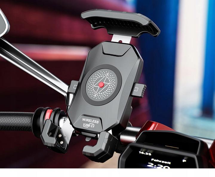 Uchwyt motocyklowy z ładowarką do telefonu Wireless