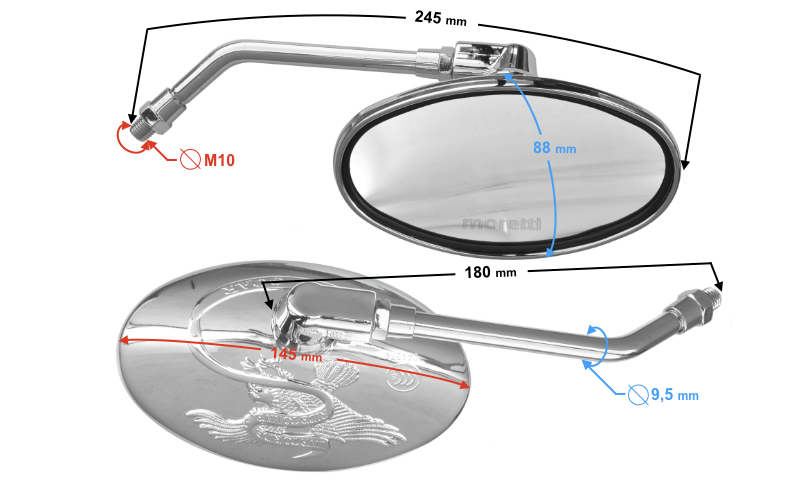 Lusterka tuningowe z orłami Morettti