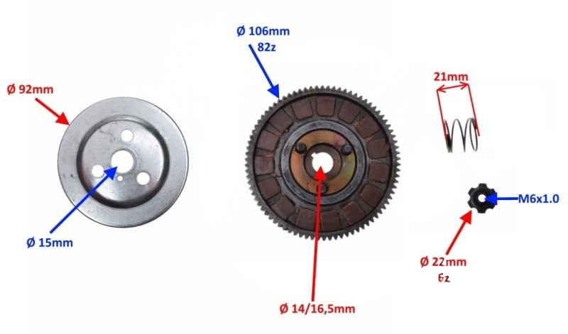 Sprzęgło do silnika rowerowego 50 ccm 2t komplet