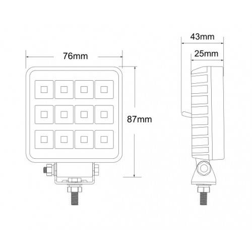 Lampa robocza 12LED FLOOD Włącznik 12-24V 1800lm