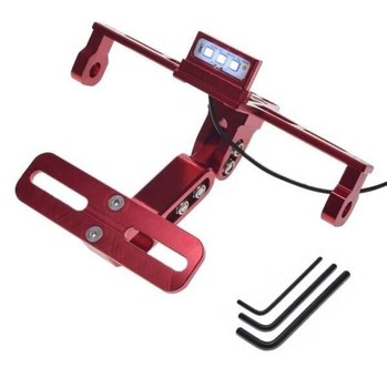 Uchwyt tablicy rejestracyjnej uniwersalny czerwony z podświetleniem Led