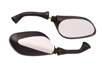 Lusterka motocyklowe czarno białe lakierowane gwint M8 lewy / prawy