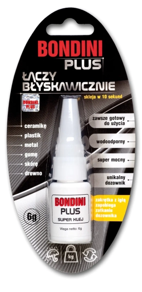 Klej uniwersalny błyskawiczny Bondini przeźroczysty 6g
