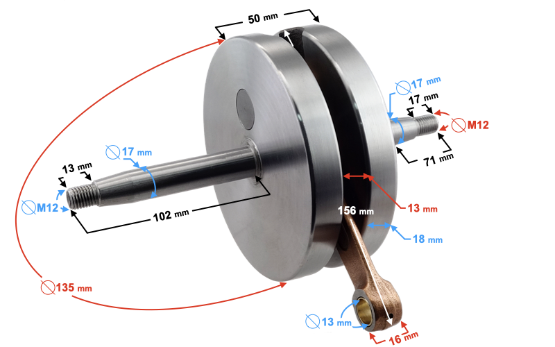 Wał korbowy do motocykla WSK 125 4,6 kg