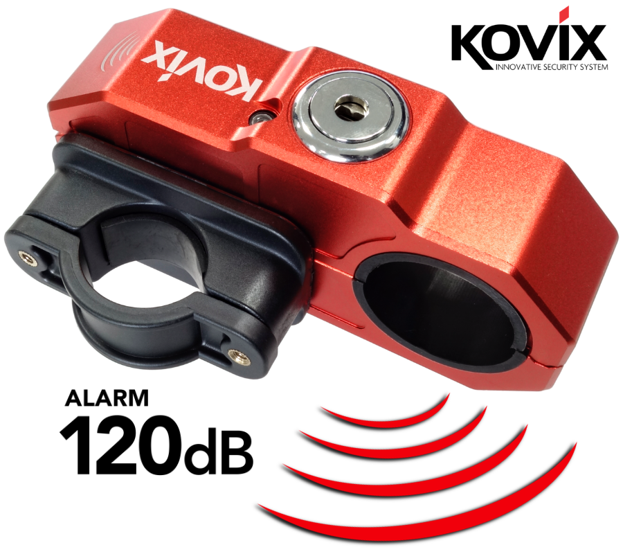 Kovix grip lock blokada dźwigni hamulca z alarmem 120dB czerwona