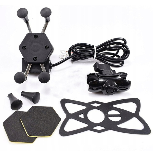 Uchwyt na telefon ładowarka USB 2.1A do główki ramy