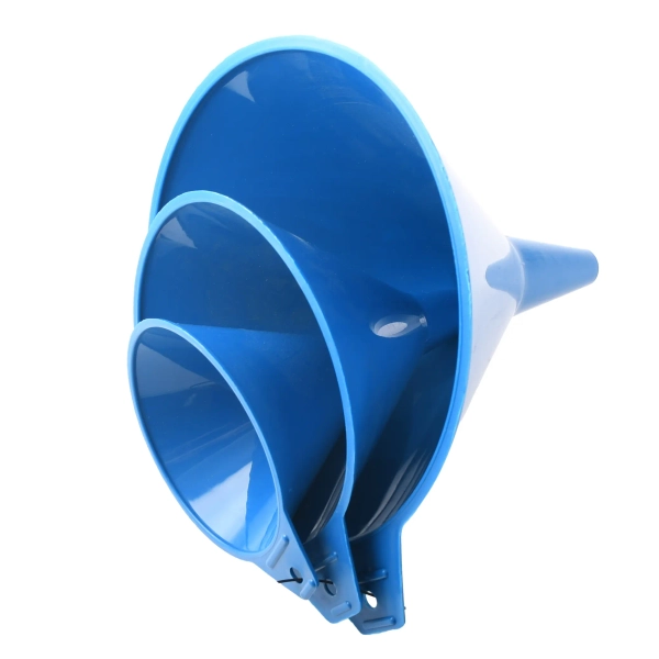 Lejki do paliwa oleju plastikowe uniwersalne niebieskie 3 sztuki